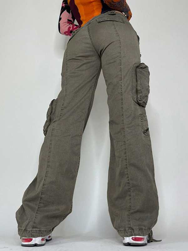 EMMIOL Jeans cargo multitasche a gamba dritta