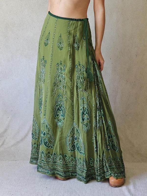 EMMIOL Lace-Up Maxi Skirt