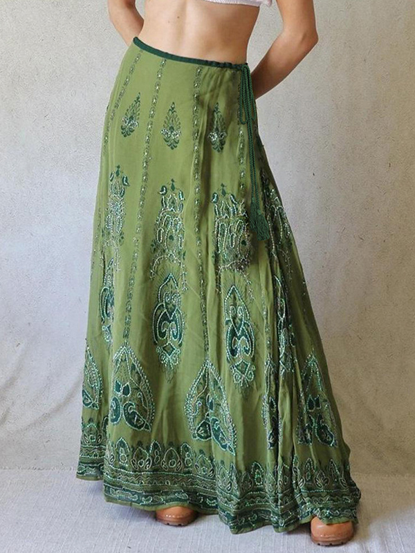 EMMIOL Lace-Up Maxi Skirt