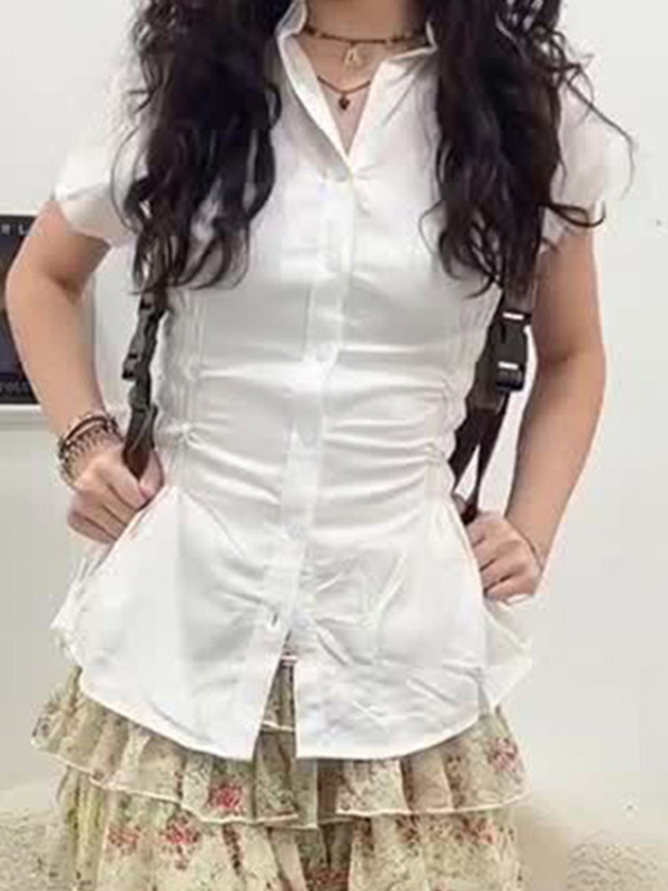 EMMIOL Retro Lapel Short Sleeves