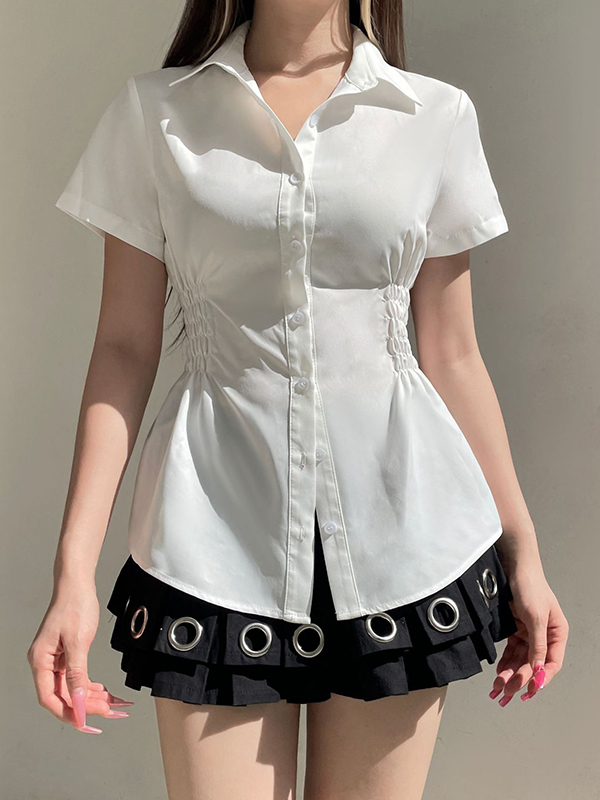 EMMIOL Retro Lapel Short Sleeves