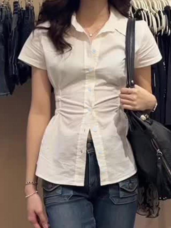 EMMIOL Retro Lapel Short Sleeves