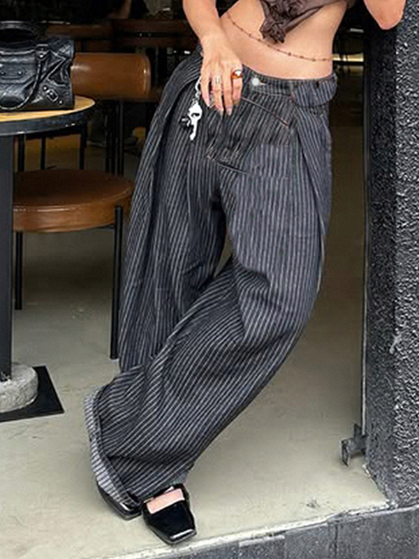 EMMIOL Jeans boyfriend a righe effetto retrò