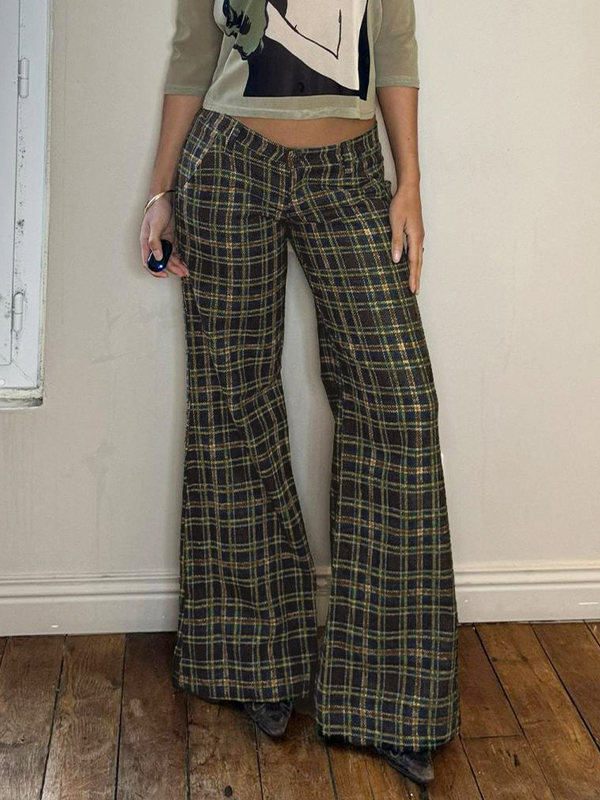 EMMIOL Jeans boyfriend patchwork a quadri retrò