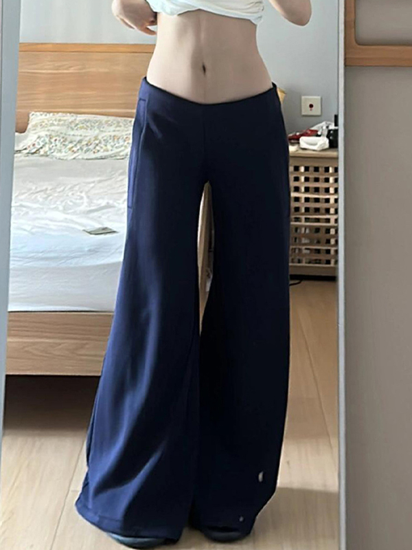 EMMIOL Low-Rise Wide-Leg Straight Leg Pants