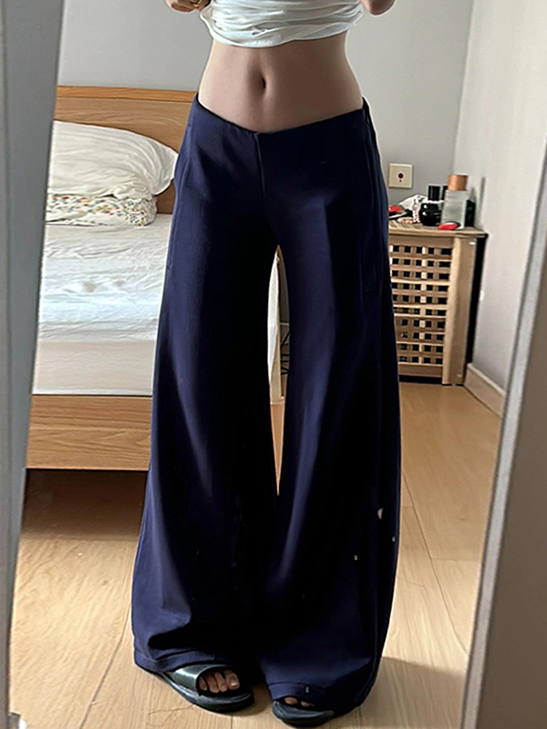 EMMIOL Low-Rise Wide-Leg Straight Leg Pants