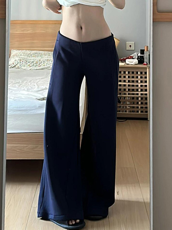 EMMIOL Low-Rise Wide-Leg Straight Leg Pants