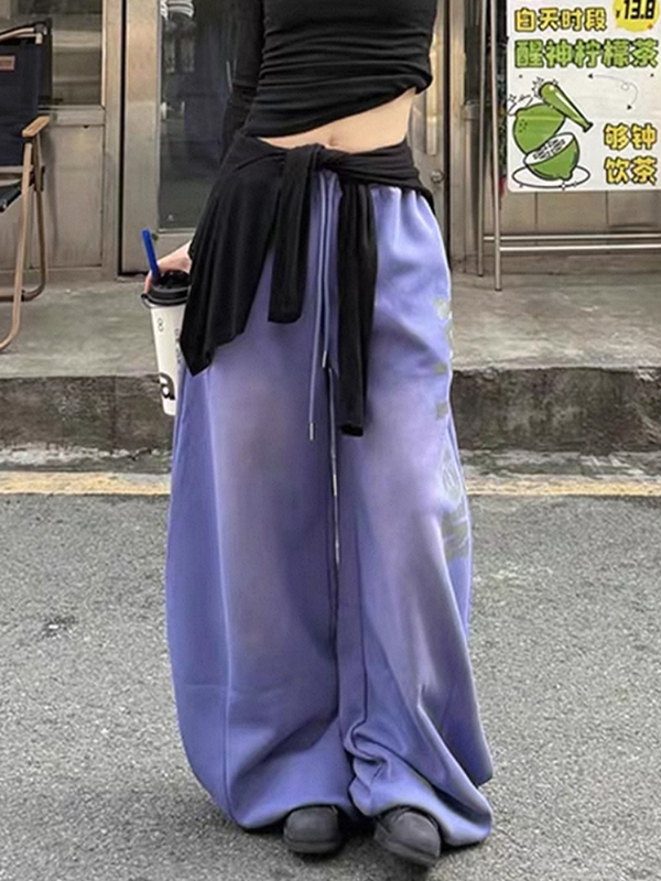 EMMIOL Antique-Finished Curved Knife Straight Leg Pants