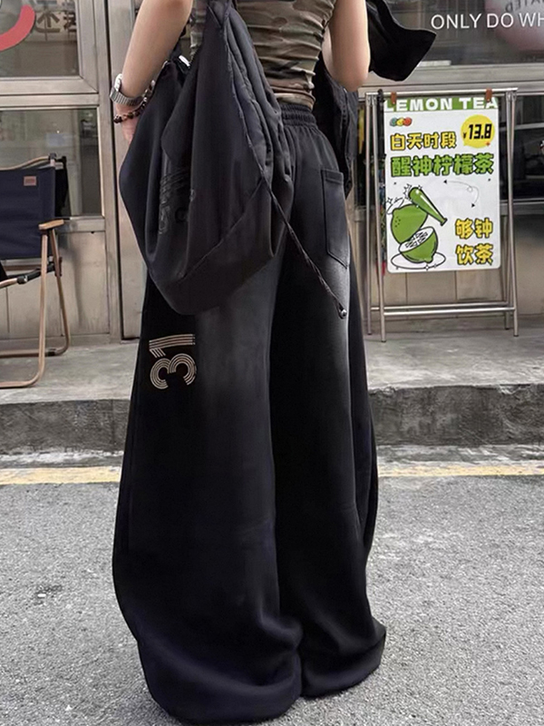 EMMIOL Antique-Finished Curved Knife Straight Leg Pants