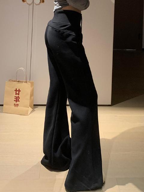 Gothic-Style Slightly Flared Flare Leg Pants