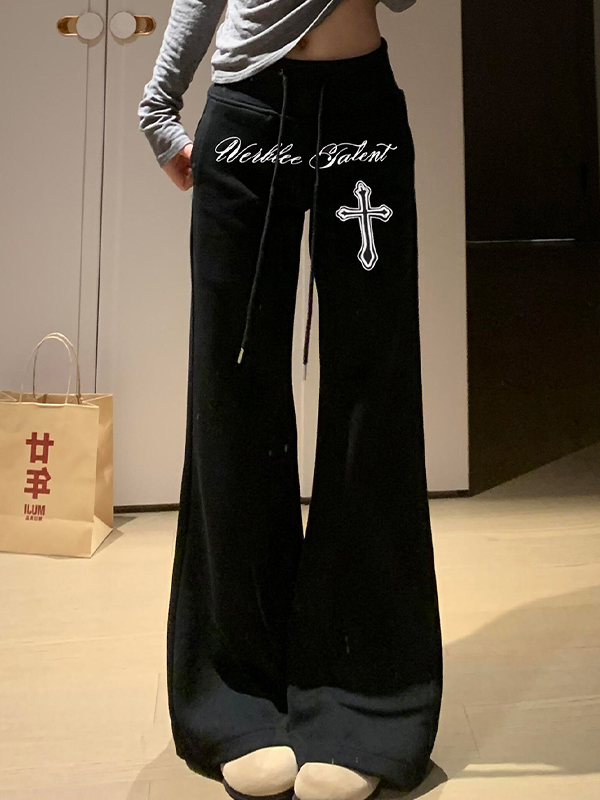 EMMIOL Pantaloni a zampa leggermente svasati in stile gotico