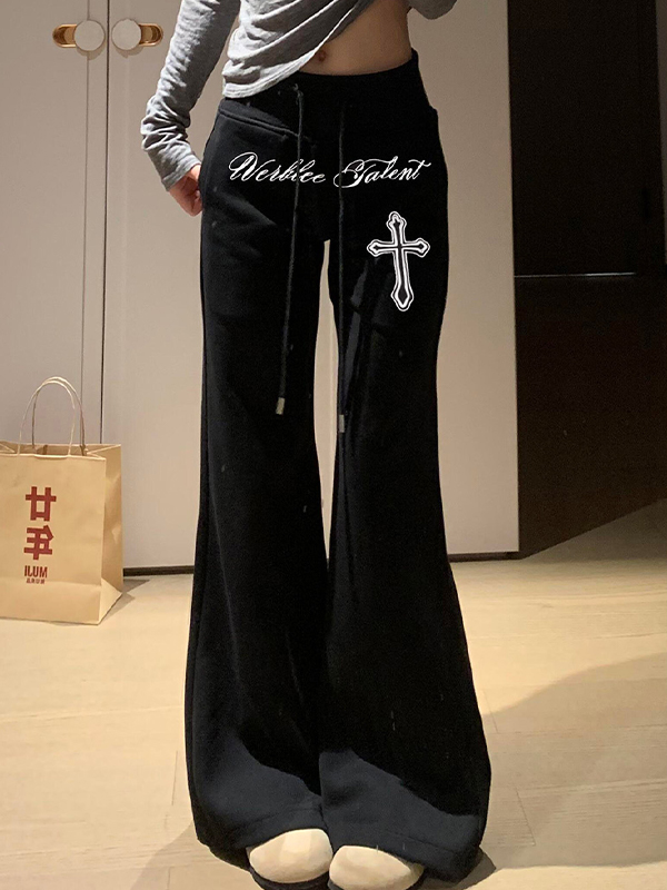 EMMIOL Pantaloni a zampa leggermente svasati in stile gotico