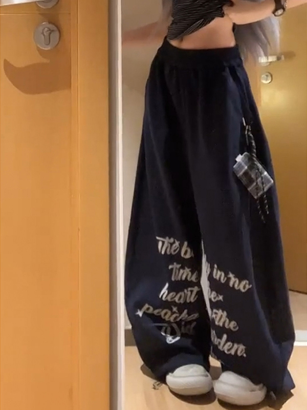 EMMIOL American Navy Blue Straight Leg Pants