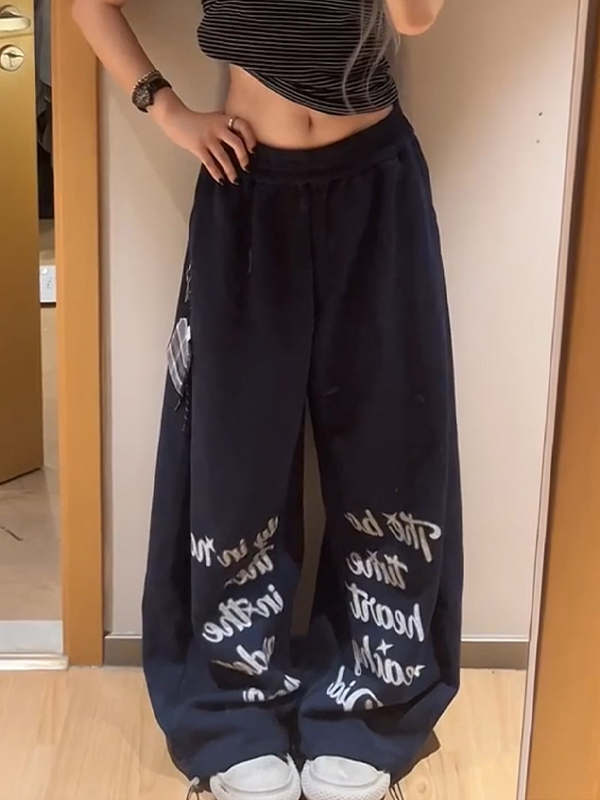 EMMIOL American Navy Blue Straight Leg Pants