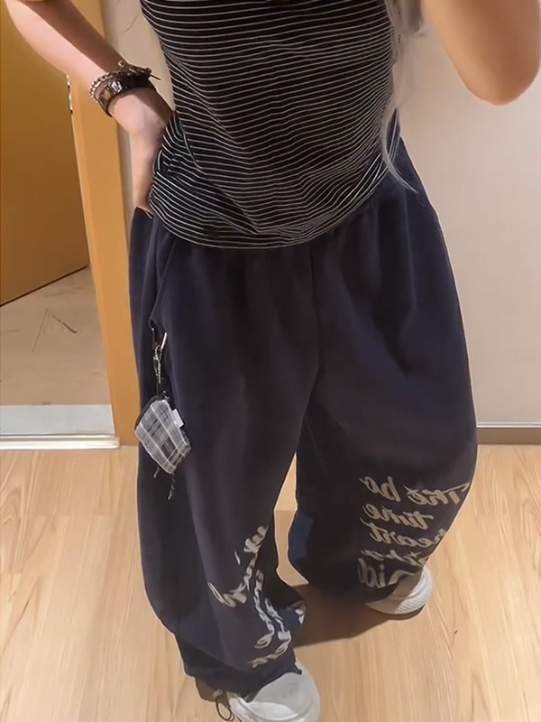 EMMIOL American Navy Blue Straight Leg Pants