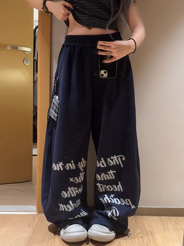 EMMIOL American Navy Blue Straight Leg Pants