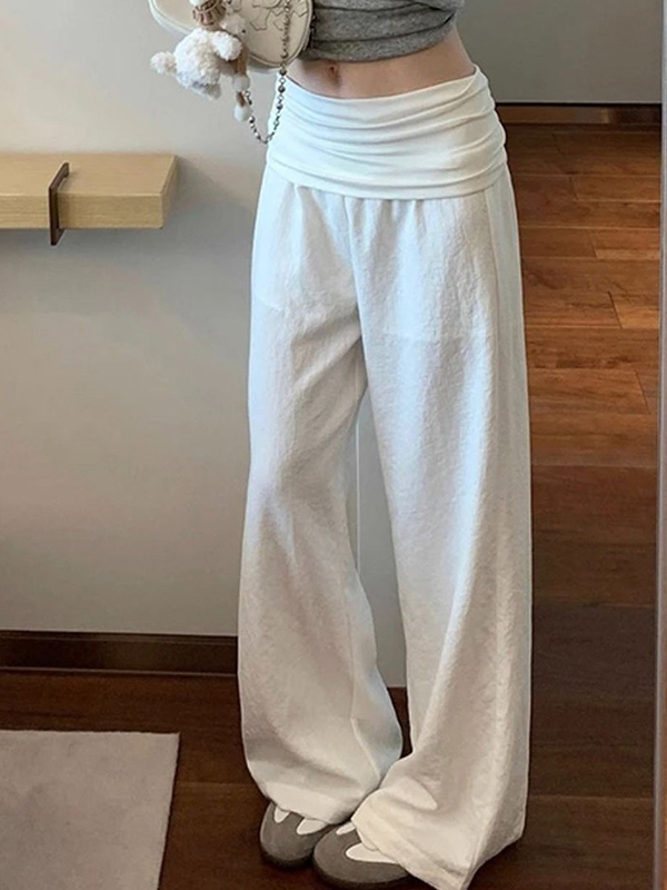 EMMIOL Lazy-Chic Drape Straight Leg Pants