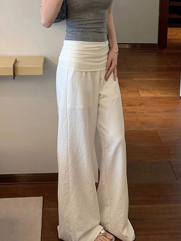 EMMIOL Lazy-Chic Drape Straight Leg Pants