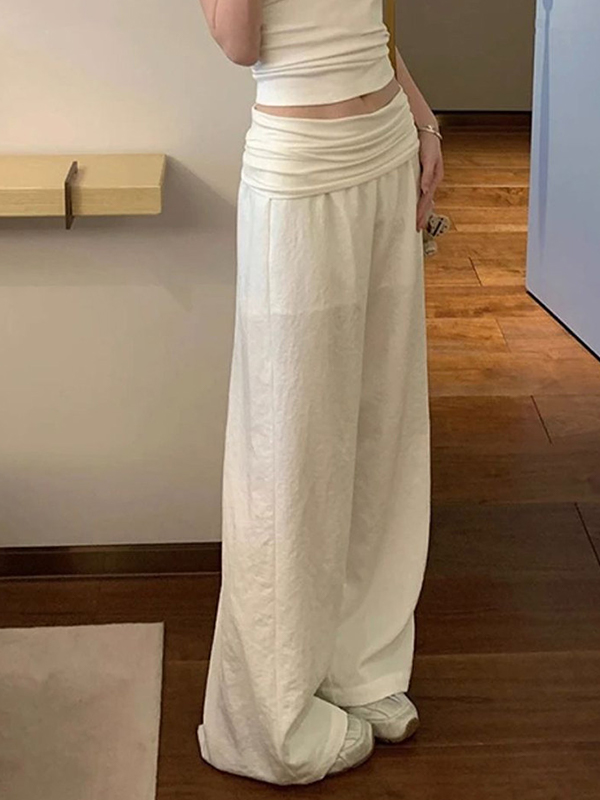 EMMIOL Lazy-Chic Drape Straight Leg Pants