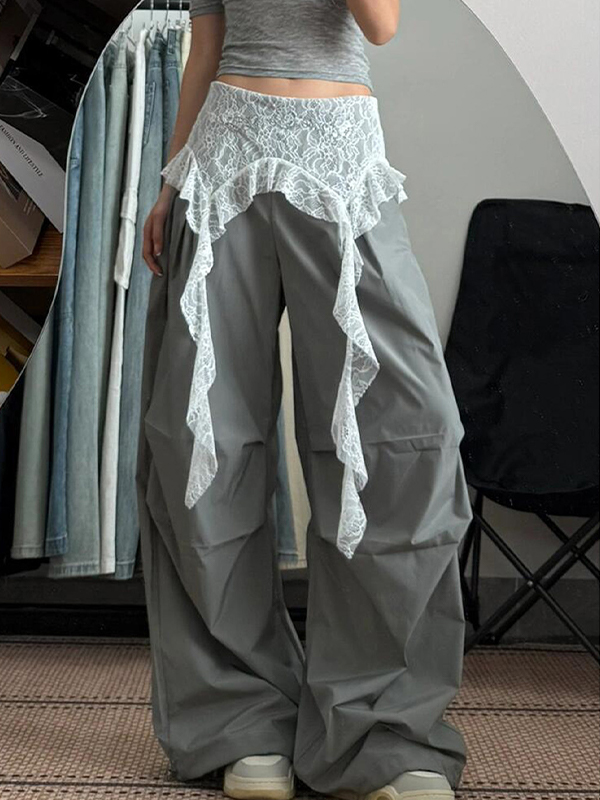 EMMIOL Lace Patchwork Straight Leg Pants