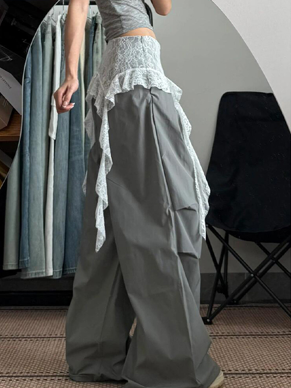 EMMIOL Lace Patchwork Straight Leg Pants