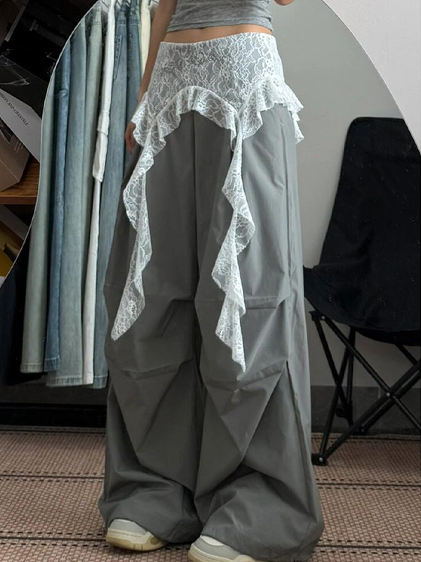 EMMIOL Lace Patchwork Straight Leg Pants