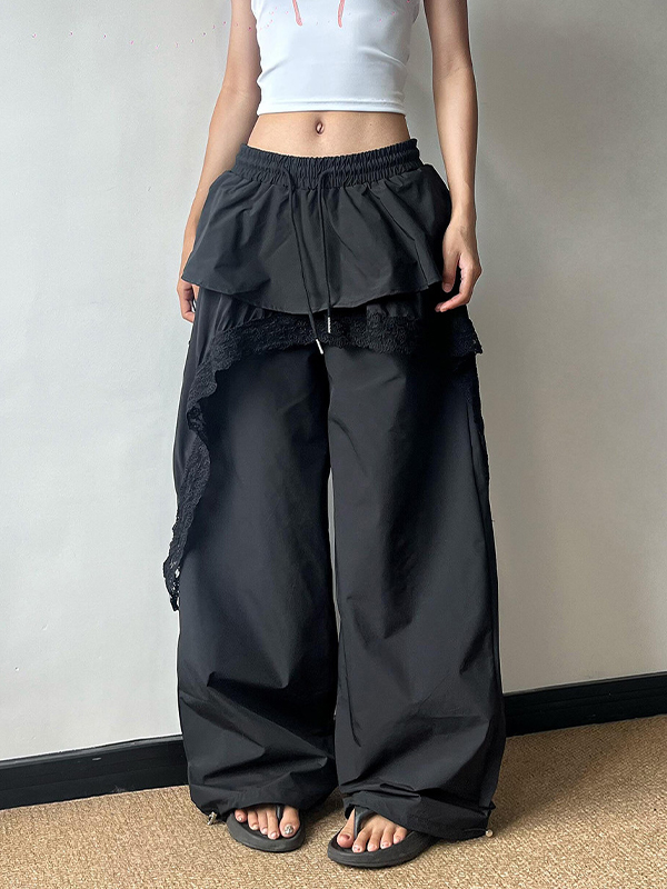 EMMIOL American Lace Patchwork Straight Leg Pants