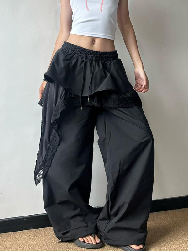 EMMIOL American Lace Patchwork Straight Leg Pants