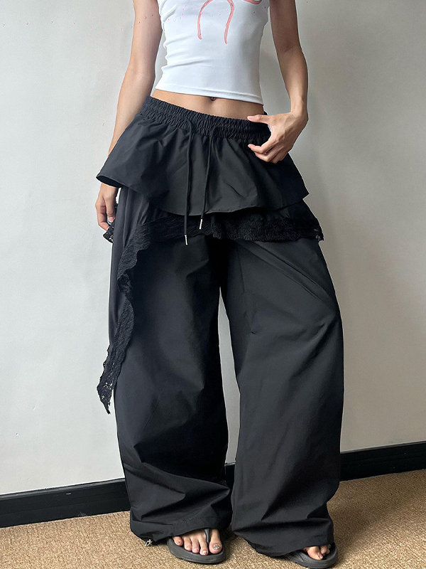 EMMIOL American Lace Patchwork Straight Leg Pants