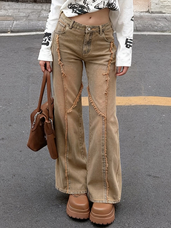 EMMIOL Vaqueros acampanados estilo callejero retro