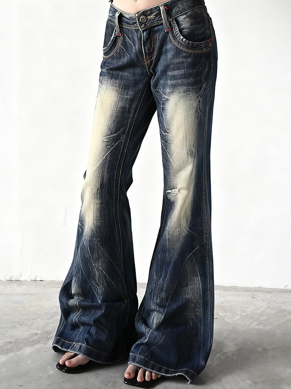 EMMIOL Vaqueros acampanados con lavado vintage inspirados en los millennials