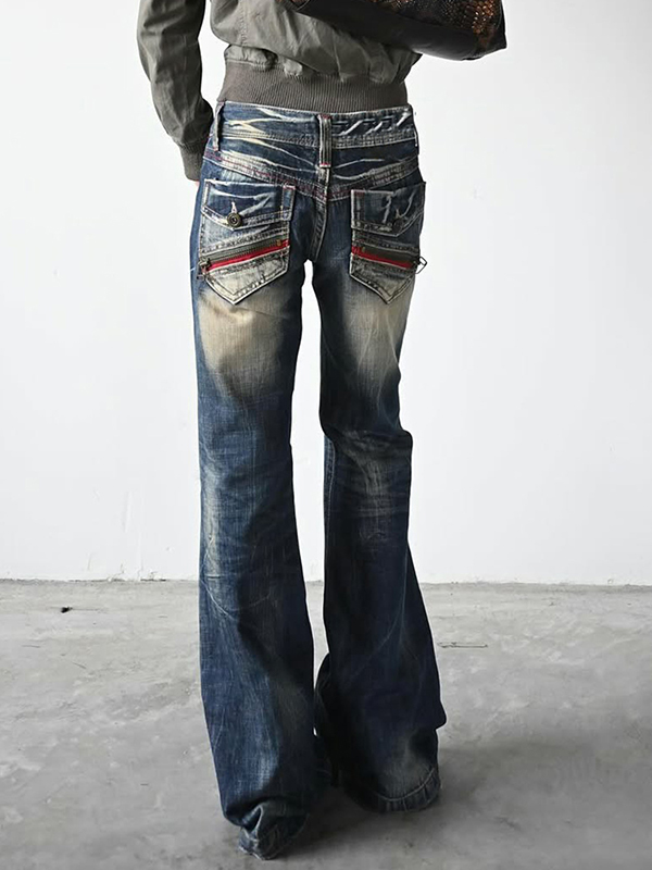 EMMIOL Vaqueros acampanados con lavado vintage inspirados en los millennials