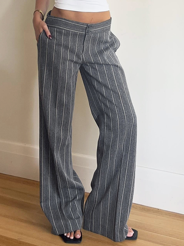 EMMIOL Pantaloni a zampa con strisce e colori a contrasto