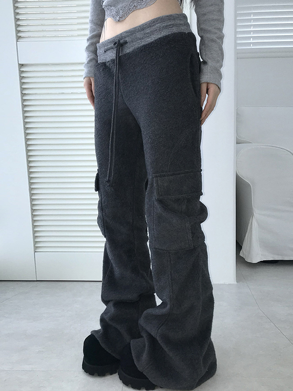 EMMIOL Street-Style Color-Blocking Straight Leg Pants