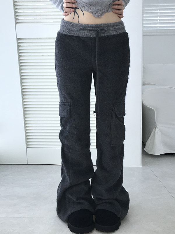 EMMIOL Street-Style Color-Blocking Straight Leg Pants