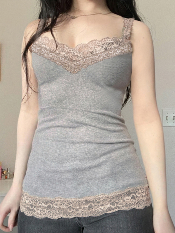 EMMIOL Basics Tanktop mit Spitzenpatchwork