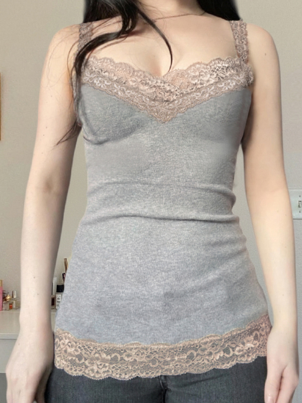 EMMIOL Basics Tanktop mit Spitzenpatchwork