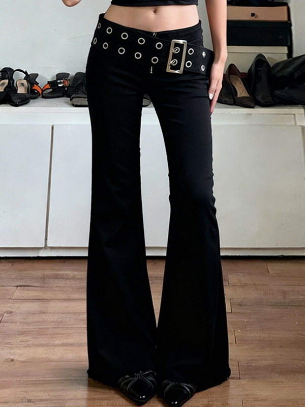 EMMIOL Vaqueros acampanados con almohadillas de maíz de estilo industrial oscuro