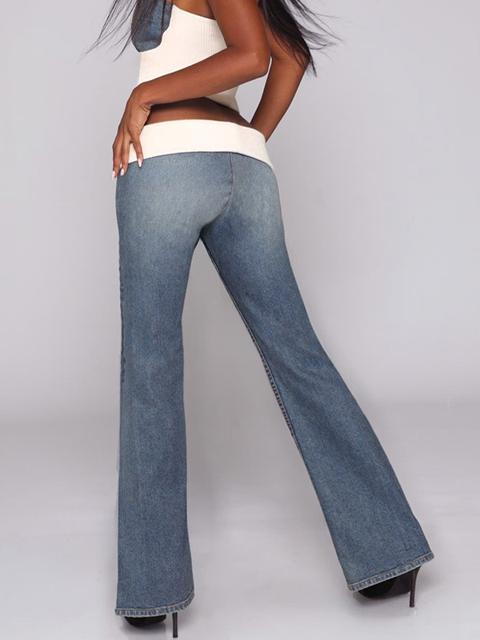 Schlagjeans mit elastischem, niedrigem Bund