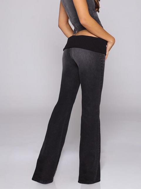 Elastic Low-Rise Waistband Flare Jeans