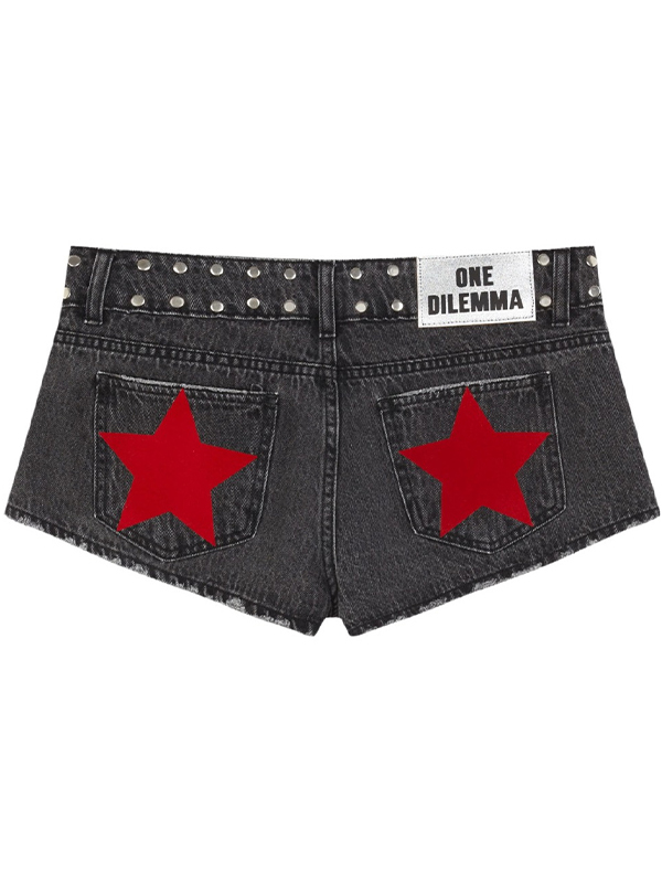 EMMIOL Shorts vaqueros con lentejuelas de estrellas