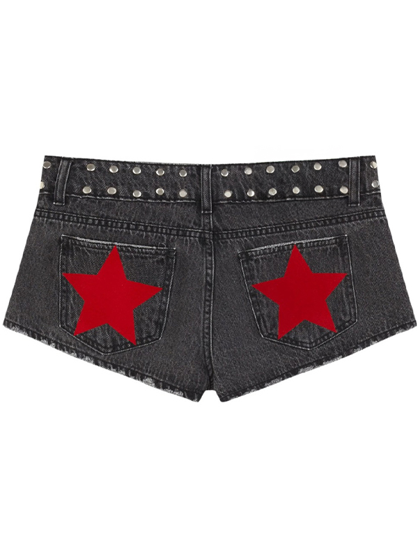 EMMIOL Pantaloncini in denim con paillettes a stella