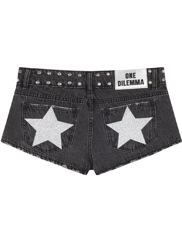 EMMIOL Shorts vaqueros con lentejuelas de estrellas