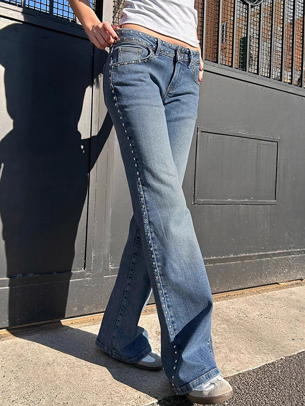 EMMIOL Vaqueros acampanados con remaches