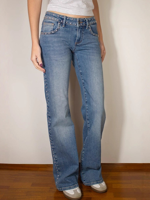 EMMIOL Vaqueros acampanados con remaches