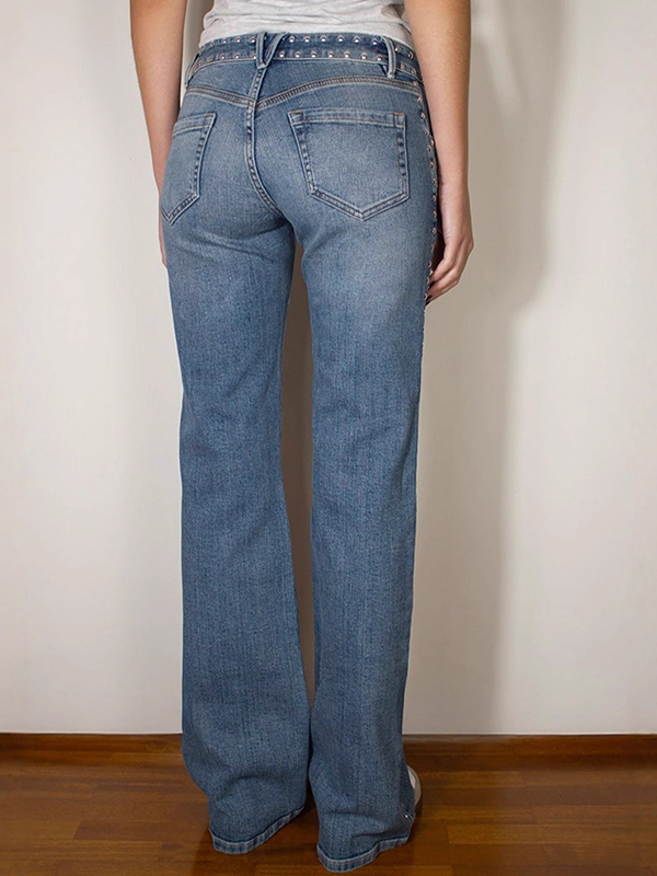 EMMIOL Vaqueros acampanados con remaches