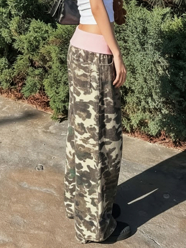 EMMIOL Waistband Color-Blocking Straight Leg Pants