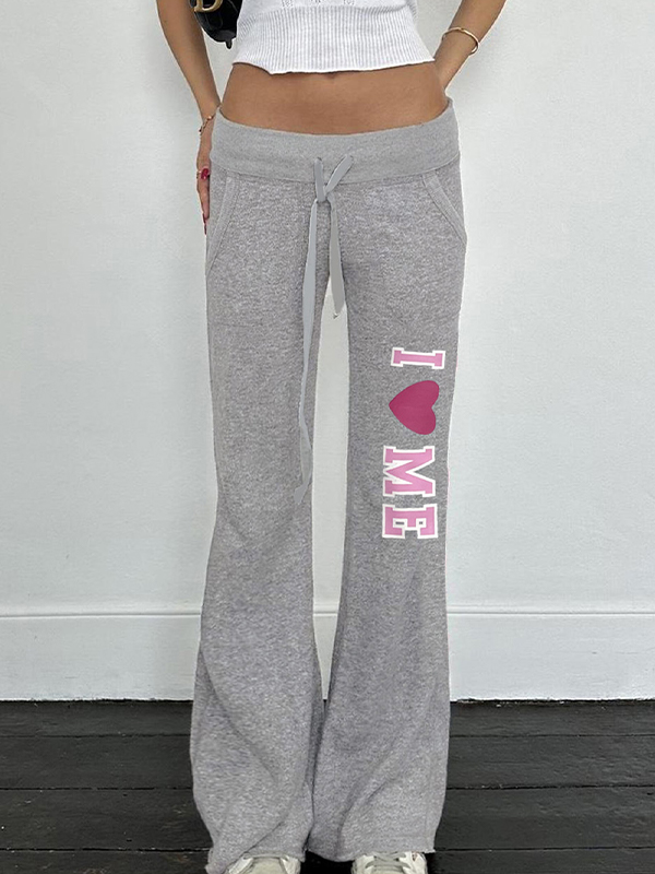 EMMIOL Pantaloni a zampa con stampa di lettere in stile casual