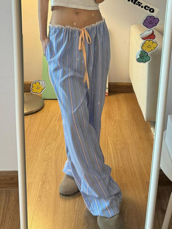 EMMIOL Vacation Colorful Stripes Straight Leg Pants