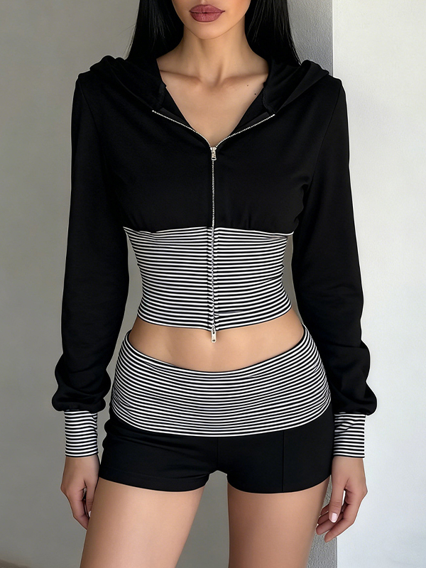 EMMIOL Casual Stripe Patchwork Two Piece